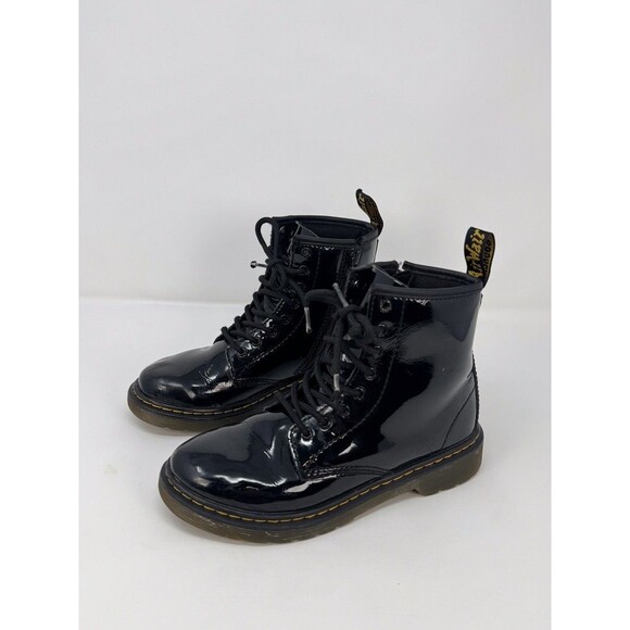 Dr Martens 1460 Juniors Combat Boots Black Patent Leather Lace Up Booties US 3 - Picture 4 of 9